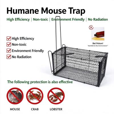 Foldable Humane Live Catch Mouse Trap Cage, No-Kill Wire Mesh Rodent Catcher