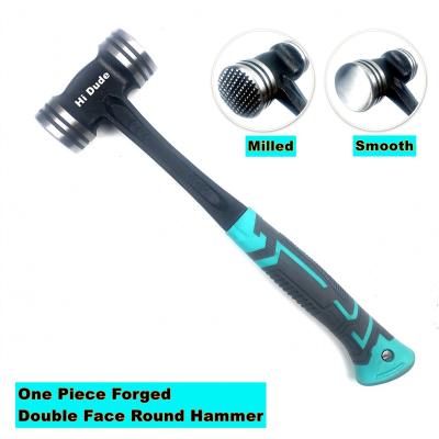 One Piece Forged Double Face Round Sledge Hammer, Milled & Smooth Two Faces Heavy Duty Demolition Hammer 